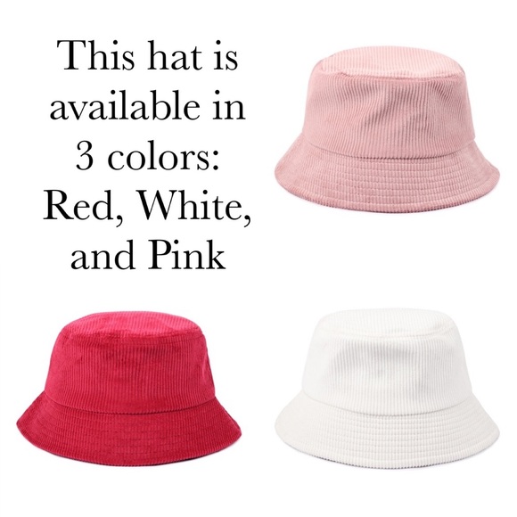White Corduroy Cotton Bucket Hat - Picture 12 of 12
